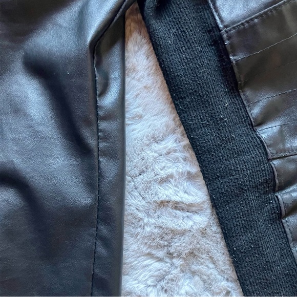 Moto Faux Black Leather side zip waterfall front lightweight jacket cardigan - Picture 12 of 13
